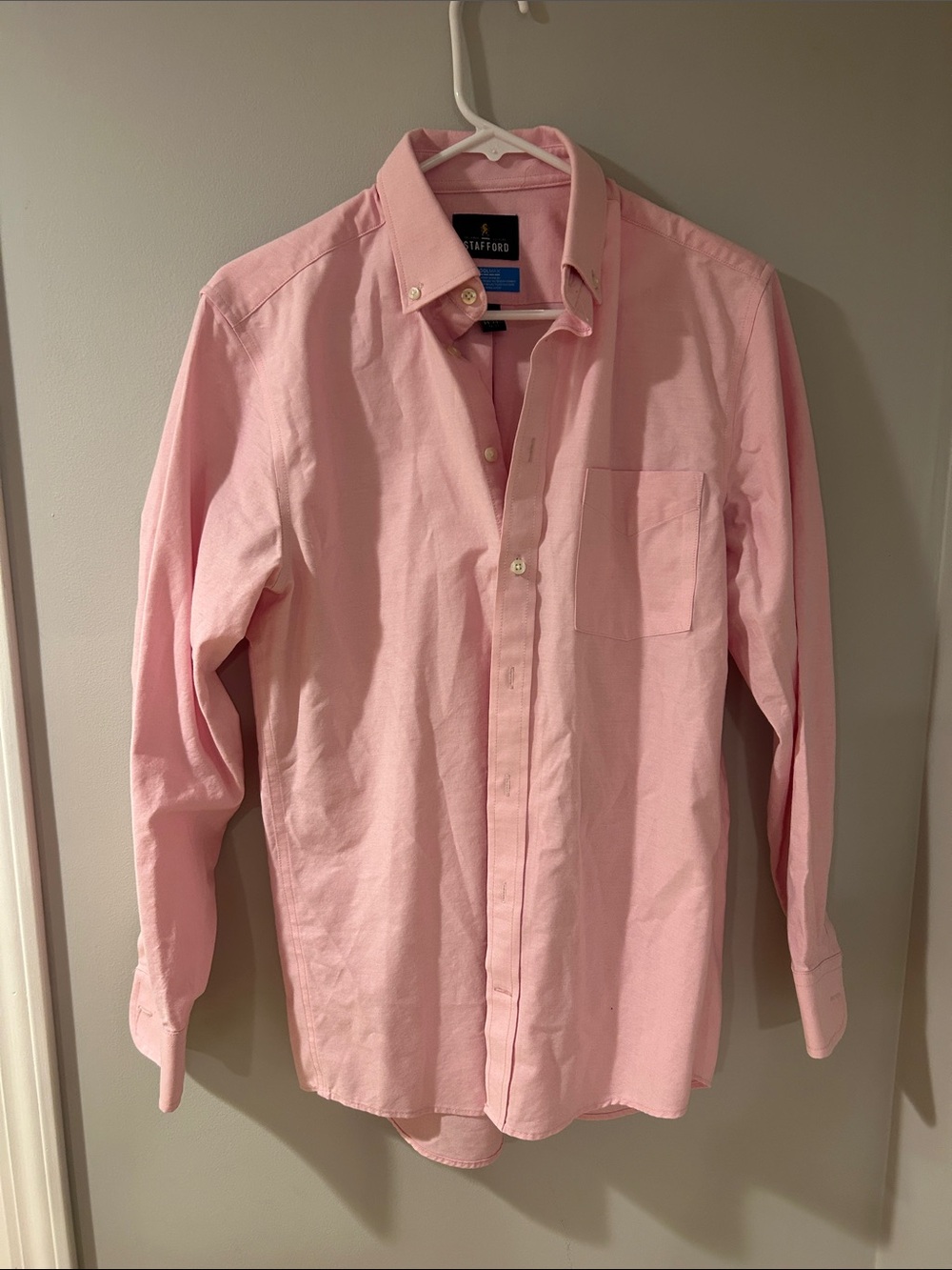 Stafford Men's Pink Button-Down Oxford Shirt